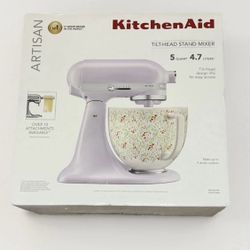 KitchenAid Artisan Series 5-Quart Tilt-Head Stand Mixer, Wildflower with Ceramic Bowl, Flat Beater,