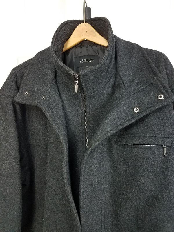 Aberdeen Collection Classic Charcoal Black Wool Blend Bomber Jacket 2X ...