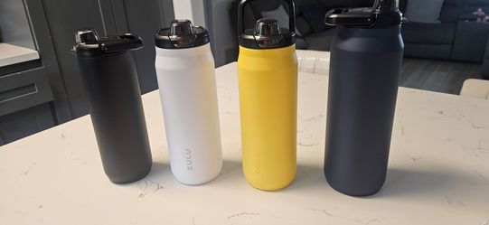 Zulu water bottles 24oz, 32oz, and 40oz. Yellow, white, navy blue and black.  $10 each
