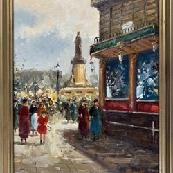 European Street Scene Oil Painting 