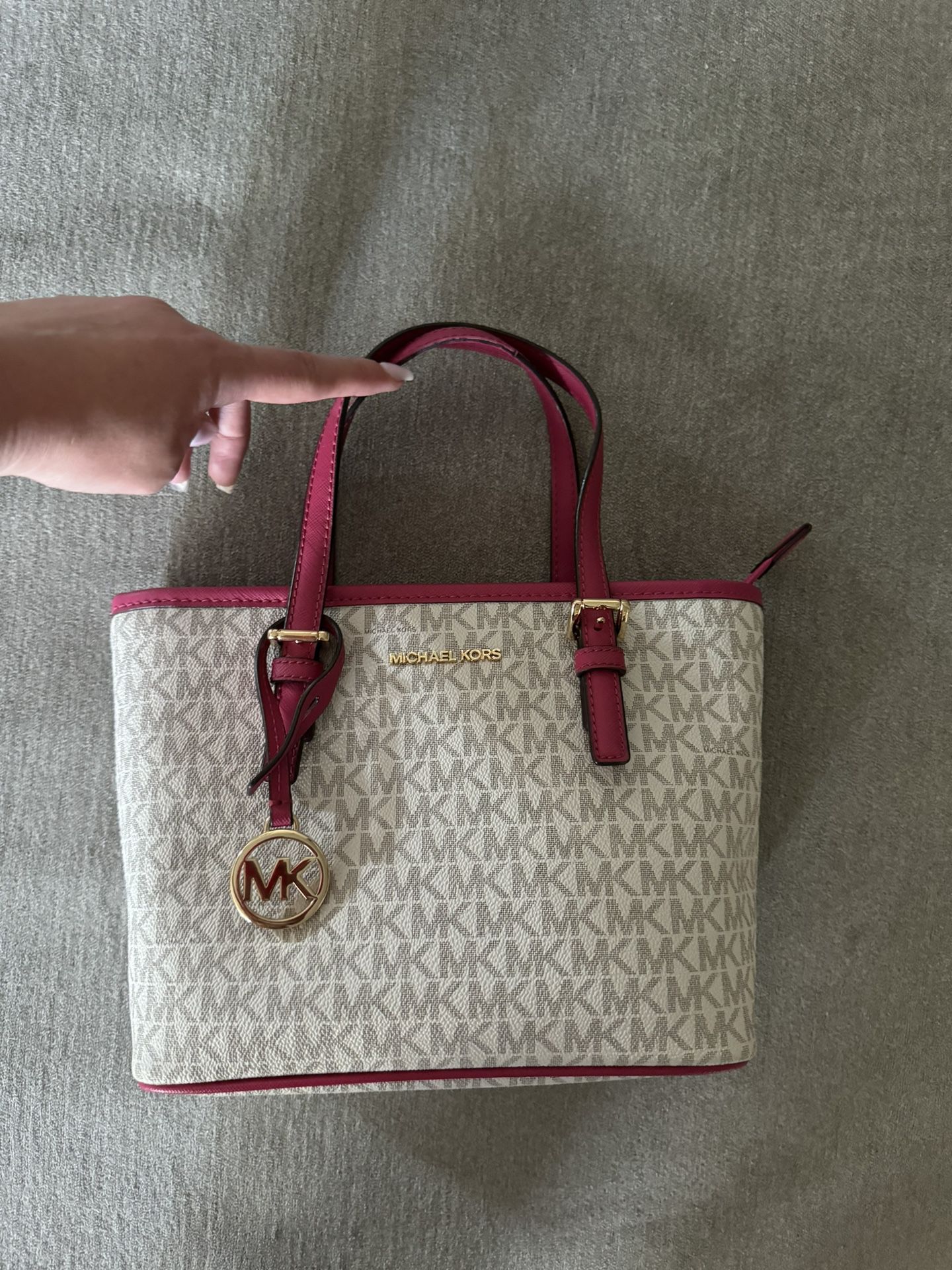Real Michael Kors Small Handbag - Pink And White