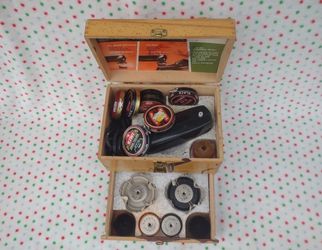 Mid-Century "Ronson Roto-Shine" Electric Polisher w/Wooden Case & Accessories