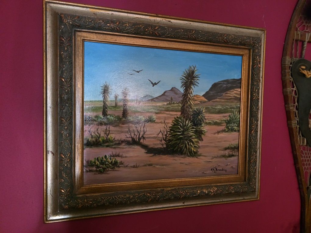 Painting Of Desert By Artist Ed Breeding. 