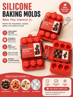 Red Silicone Baking Molds Set
