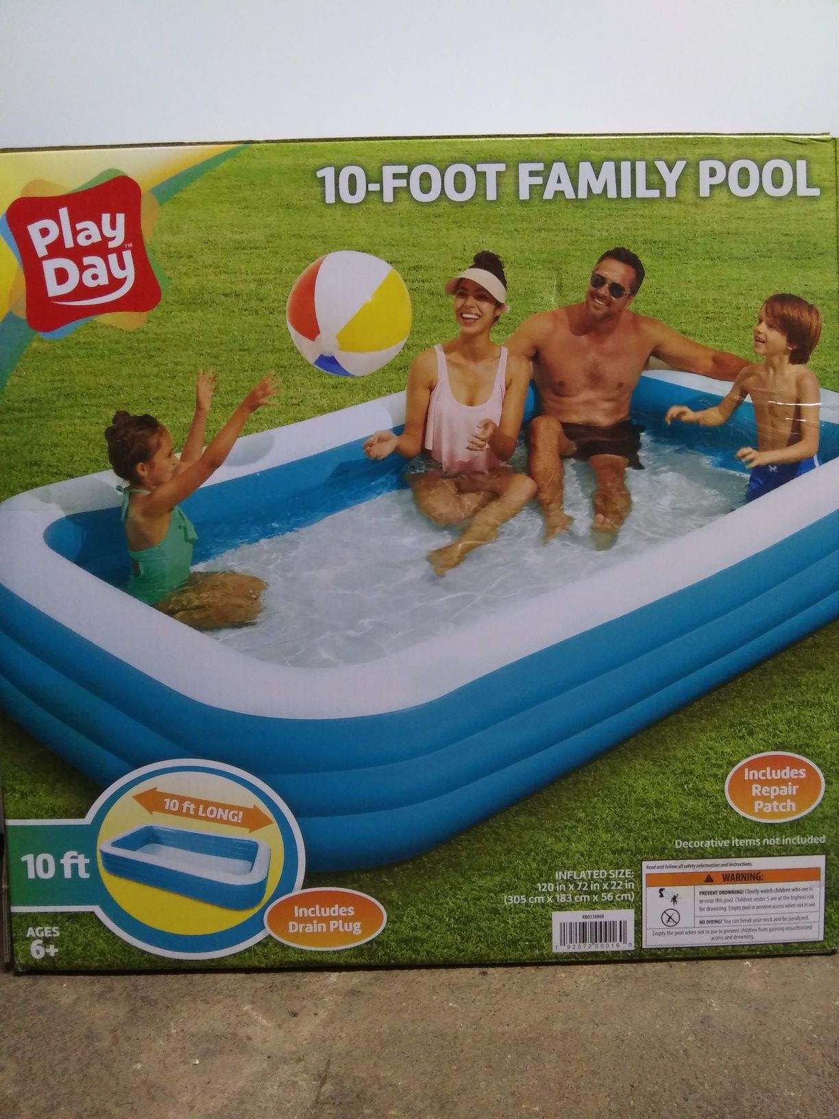 PLAYDAY 10 FOOT LONG FAMILY SWIMMING POOL 120 IN X 72 IN X 22 IN