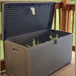 150 Gallon Large Resin Deck Box, Outdoor Storage Container for Patio Furniture Cushions Garden Tools Pool Toys Sports Equipment Waterproof Lockable St
