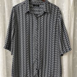 Banana Republic Printed Black/White Blouse Size XL