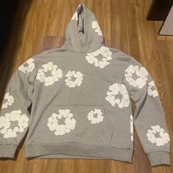 Grey Denim Tear Hoodie (New) Size Large