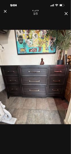 Antique solid wood well made Nine drawer Dresser perfect sliding drawers