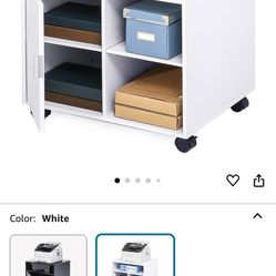 White Printer Cabinet with Door