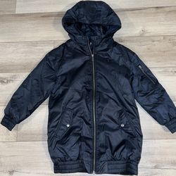 Hummel Kid's Girl's Winter Waterproof Jacket Long Bomber Style with Light Puffer feel sz 8