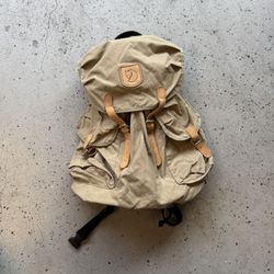Fjallraven Vintage Rucksack Backpack Tan Mesh Back Frame Hiking