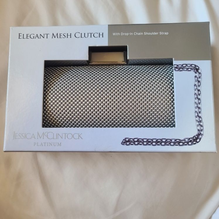 Elegant Mesh Jessica McClintock Platinum Clutch
