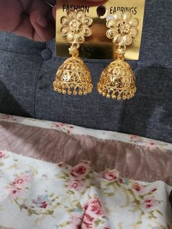 Gold-Tone Jhumka Fashion Earrings