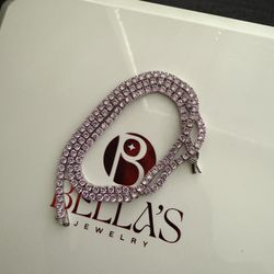 Pink Diamond Tennis Chain