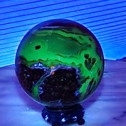 1.4 Lb (628g) Volcano Agate Sphere Reactive With UV Lights 