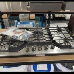 New 34” 5-Burners Recessed Gas Cooktop in Stainless Steel Power Burners w/ Cast Iron Grill
