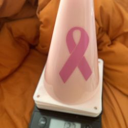 6 Breast Cancer Awareness Pink Megaphones New Weighing 12.3 Fl. Oz., 8  1/2 In Tall And Approx. 5 1/2 In. Wide Base 