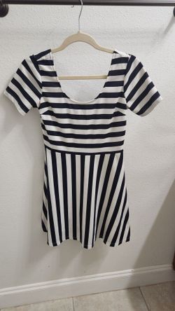 H&M french navy and white striped skater dress