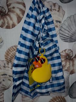 “Don’t worry be quacky” reusable shopping tote bag
