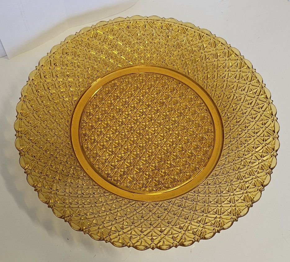 Vintage EAPG Amber Pressed Glass Plate
