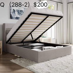 Queen Size Lift Up Storage Bed/Modern Wingback Headboard/Upholstered Platform Bed Frame/Hydraulic Storage/No Box Spring Needed/Wood Slats Support/Ligh