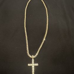 Brand New 2.0ct Moissanite Cross Pendant & Tennis Chain Set - GRA Certified