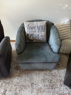 Gray Upholstered Barrel Accent Chair