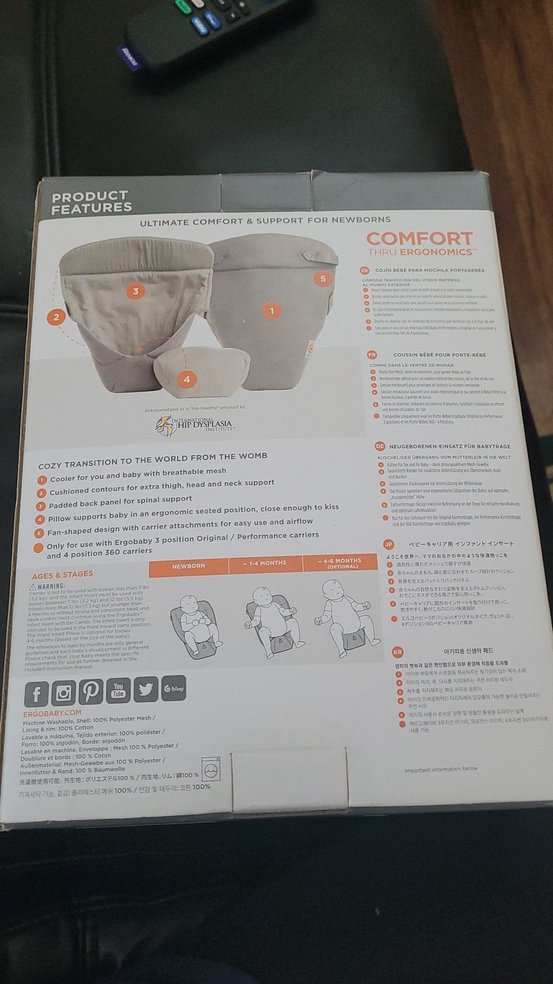 Infant sized insert for baby carrier