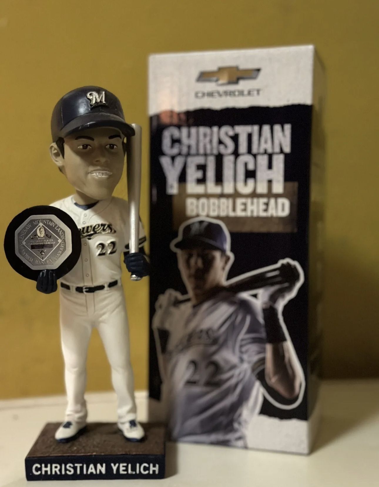 CHRISTIAN YELICH NATIONAL LEAGUE MVP BOBBLEHEAD 2018 MILWAUKEE BREWERS RARE SGA