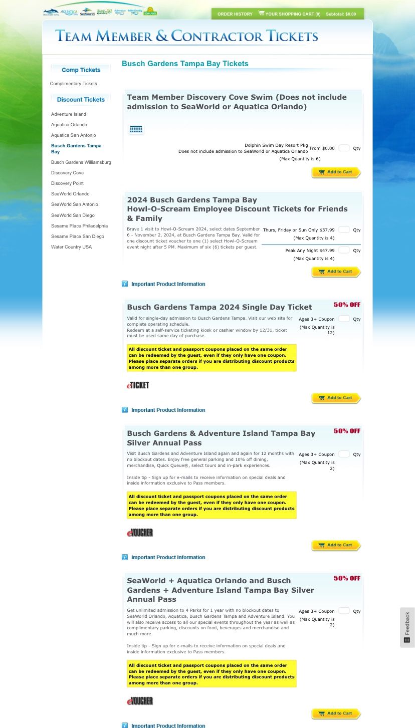 Bush gardens and adventure island & sea world & aquatica passes