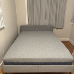 IKEA SLATTUM Queen-Sized Bed Frame + Brentwood Home Mattress