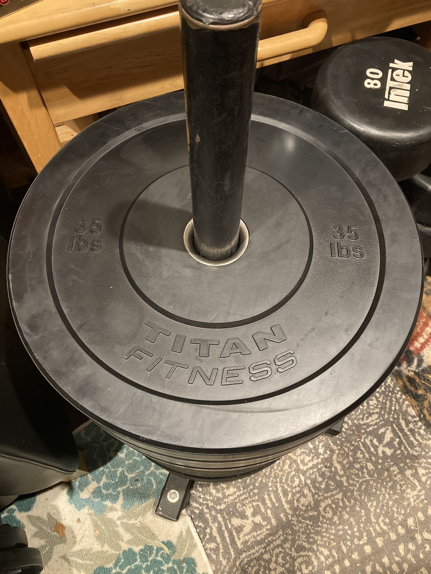 Titan Fitness Pair Of 35 Lb Olympic Rubber Bumper Weight Plates
