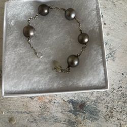 Genuine Tahitian, Pearl And Sterling Silver Bracelet