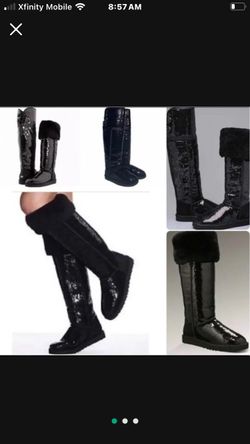 Ugg Sequined Boots Shearling Leather 