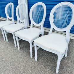 FRENCH LOUIS STYLE DINING CHAIRS SET OF 4 OR 6 WHITE COASTAL
