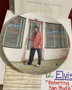 Elvis Presley collectors plate, “Entering San Studio” with papers
