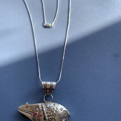 #73 Alonzo Mariano Navajo Handmade Bear Overlay S/s Pend