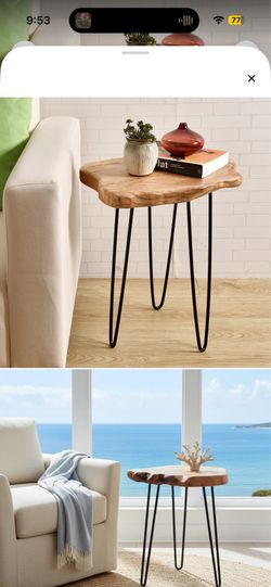 Solid wood live edge side/end table (set of 2)