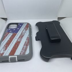 For iPhone 11 USA Flag Camouflage Belt Clíp Case 