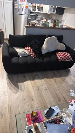 Black Boucle Low-Profile Sofa