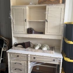 Vintage faux bamboo desk with hutch.  $350  I have a matching desk only $300