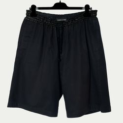 Damir Doma Lambskin Leather Waistband Shorts Washed Black 52