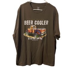 George Shirt Men 3XL Brown Back Woods Beer Cooler Lightweight Casual Graphic Tee