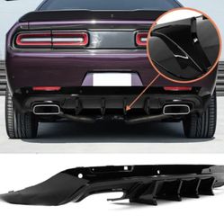 For 15-23 Dodge Challenger IKON V4 Style Rear Bumper Lip Diffuser Gloss Black