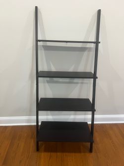 Modern black ladder bookshelf