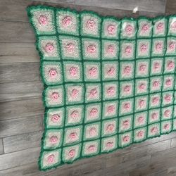 Vintage Hand Crocheted Blanket