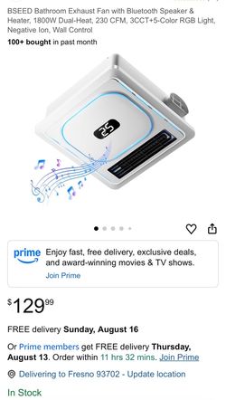 Bathroom Exhaust Fan w/Bluetooth Speaker & Heater