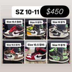 Jordan Retro 1s Sizes 10 - 11 Take All For $$450