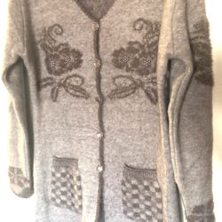 Natural Acrylic Wool Long Sweater/Beaded Sweater/Vintage WOOLRICH Sea Salt Snowflakes Embroidery Wool Frog Sweater stretchable sweater